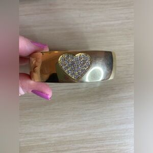PRELOVED  GOLD TONE RHINESTONE HEART BRACELET